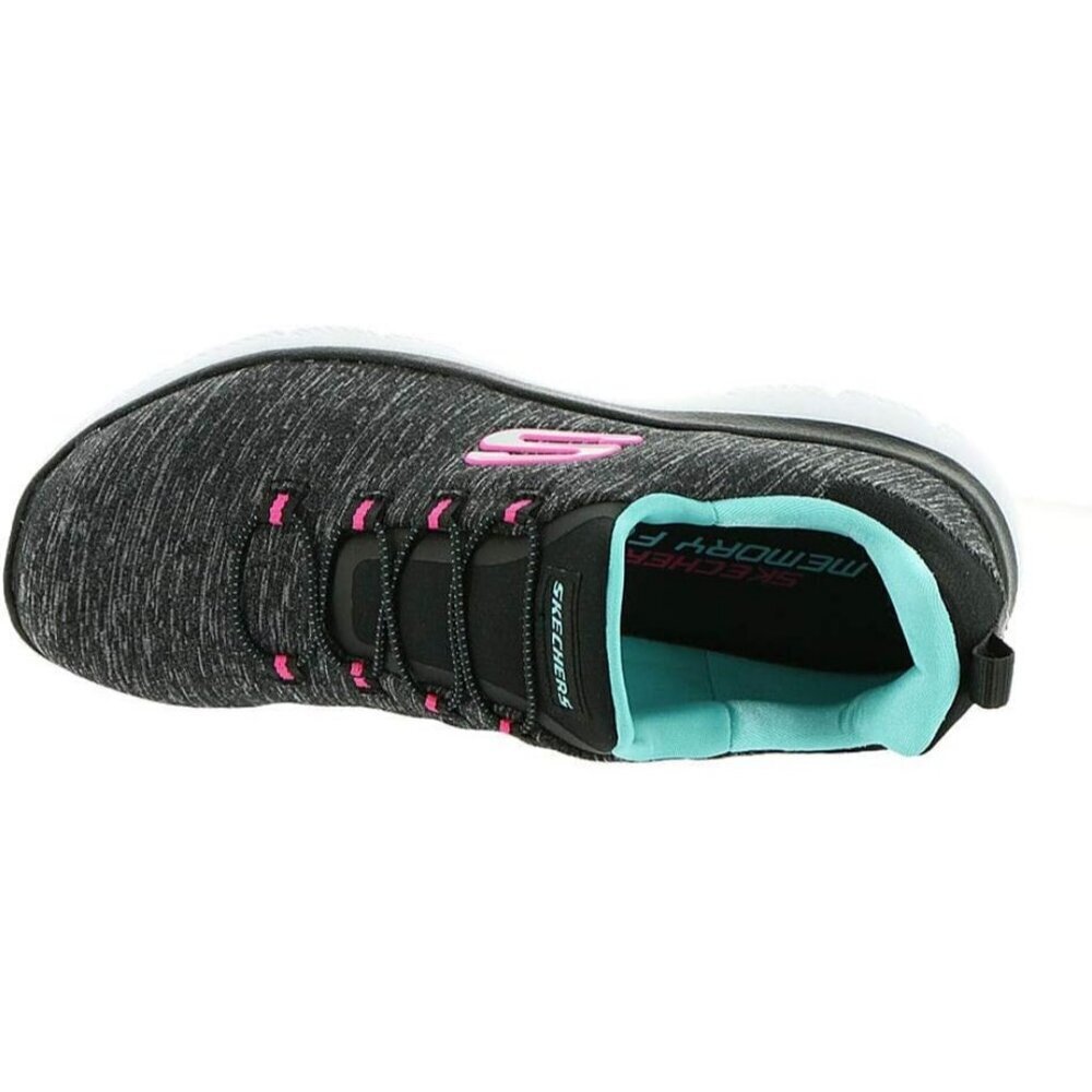 Women's Black/Light Blue 100% Synthetic Summits Quick Getaway Sneakers - Picture 4 of 9